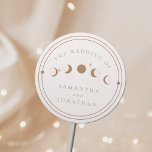 Sticker Rond Mariage céleste tiré à la main lunaire et solaire<br><div class="desc">Carte RSVP Sun & Moon Whimsical Main Drawn Celestial Wedding</div>
