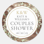 Sticker Rond Mariage champêtre avec monogramme et verdure pour (Devant)