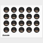 Sticker Rond Mariage champêtre avec thème botanique et noir (Feuille)