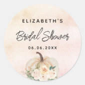 Sticker Rond Mariage champêtre citrouille crème or rose (Devant)