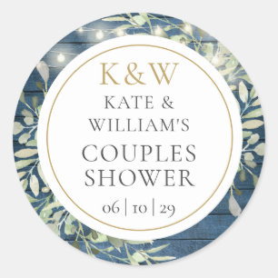 Sticker Rond Mariage champêtre de couple avec monogramme et ver