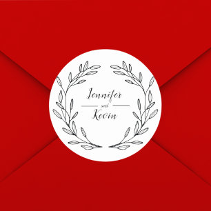 Sticker Rond Mariage champêtre élégant et rustique avec des fle