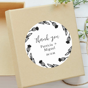 Sticker Rond Mariage Champêtre Élégant et Rustique de Fleurs Sa