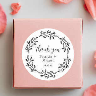 Sticker Rond Mariage Champêtre Élégant et Rustique de Fleurs Sa