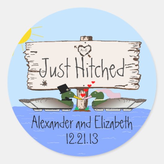 Sticker Rond Mariage Chasseur de canard (Devant)