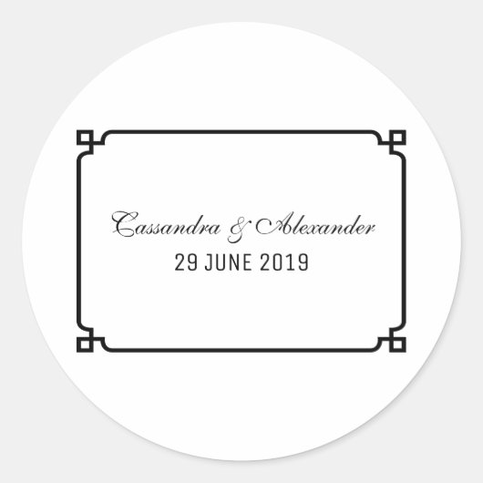 Sticker Rond Mariage chic Black Deco (Devant)