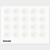 Sticker Rond Mariage chic Dusty Blue & Ivory Script (Feuille)