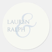 Sticker Rond Mariage chic Dusty Blue & Ivory Script (Devant)