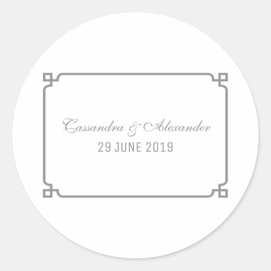 Sticker Rond Mariage chic gris déco (Devant)