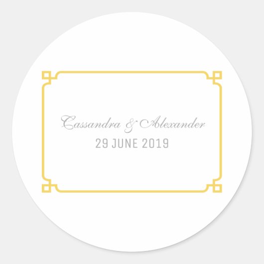 Sticker Rond Mariage chic Jaune Déco (Devant)