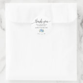 Sticker Rond mariage chic Merci bleu fleuri (Sac)