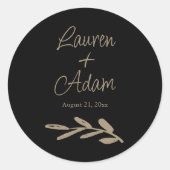 Sticker Rond Mariage chic noir et or (Devant)