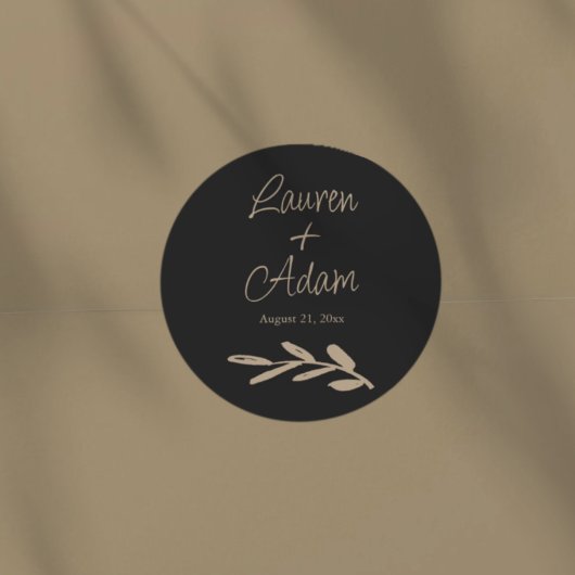 Sticker Rond Mariage chic noir et or