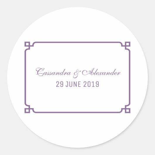 Sticker Rond Mariage chic violet déco (Devant)