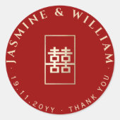 Sticker Rond Mariage chinois à double bonheur (Devant)