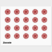 Sticker Rond Mariage chinois avec double bonheur (Feuille)