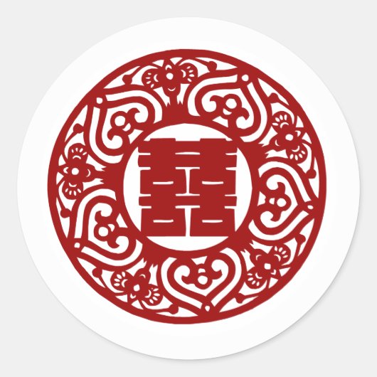 Sticker Rond Mariage chinois avec double bonheur (Devant)