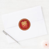 Sticker Rond Mariage chinois double bonheur (Enveloppe)