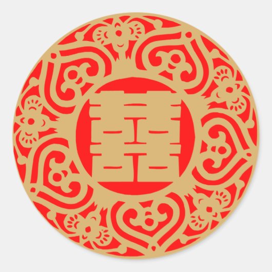 Sticker Rond Mariage chinois - Double bonheur (Devant)