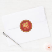 Sticker Rond Mariage chinois double bonheur (Enveloppe)