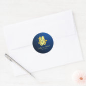 Sticker Rond Mariage chinois flocon de neige double bonheur ble (Enveloppe)