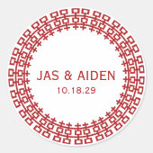 Sticker Rond Mariage chinois minimaliste à double bonheur (Devant)