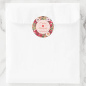 Sticker Rond Mariage chinois moderne orangé cercle fleuri (Sac)