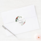 Sticker Rond Mariage Christmas Greenery & Red Berries (Enveloppe)