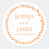 Sticker Rond Mariage Citron Ondeux Fantaisiste Orange (Devant)