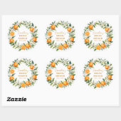 Sticker Rond Mariage Citron Orange Main Squeeze (Feuille)