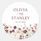 Sticker Rond Mariage Citrouille Fleur sauvage (Devant)