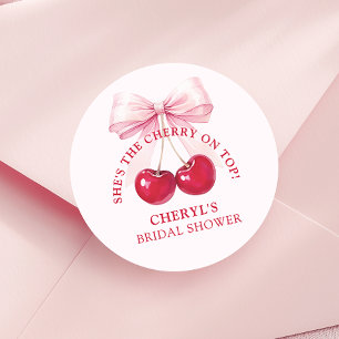 Sticker Rond Mariage civil avec Cerise sur le dessus