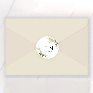 Sticker rond Mariage classique aux Roses blanches 