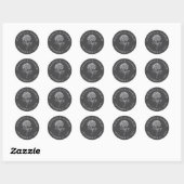 Sticker Rond Mariage Classique avec Hydrangea au Charbon de Boi (Feuille)