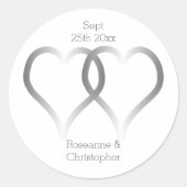 Sticker rond mariage classique Coeurs d'argent (Devant)