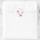 Sticker rond mariage classique Coeurs roses (Sac)