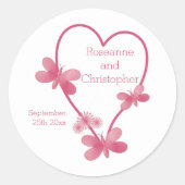 Sticker rond mariage classique Coeurs roses (Devant)
