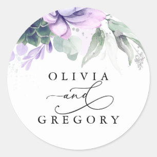 Sticker rond Mariage classique de verdure Succulen