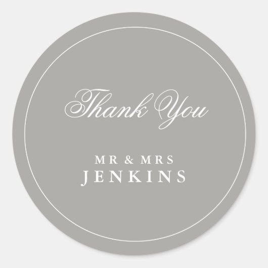 Sticker Rond Mariage classique élégant en gris profond (Devant)