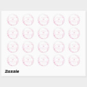 Sticker Rond Mariage Classique Français Rose Enregistrer La Dat (Feuille)