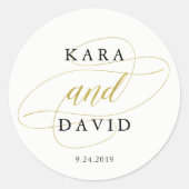 Sticker Rond Mariage classique glamour Faux Gold (Devant)