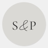Sticker Rond Mariage Classique Gris Élégant (Devant)