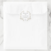 Sticker Rond Mariage classique Laurel Monogram Merci Wreath (Sac)