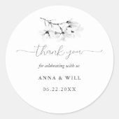 Sticker Rond Mariage classique Magnolia Noir Blanc Floral Favor (Devant)