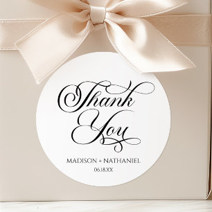 Sticker Rond Mariage Classique Minimaliste Élégant Script