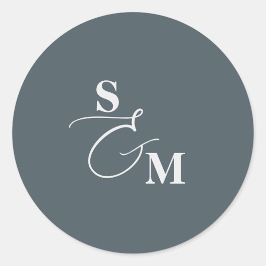 Sticker Rond Mariage Classique Monogramme Script Esperluette (Devant)