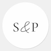 Sticker Rond Mariage classique noir et blanc élégant (Devant)