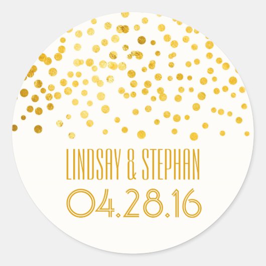 Sticker Rond Mariage Confetti Gold Foil (Devant)