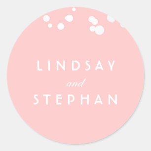 Sticker Rond Mariage Confetti rose et argent