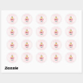 Sticker Rond Mariage Coquette Rose (Feuille)